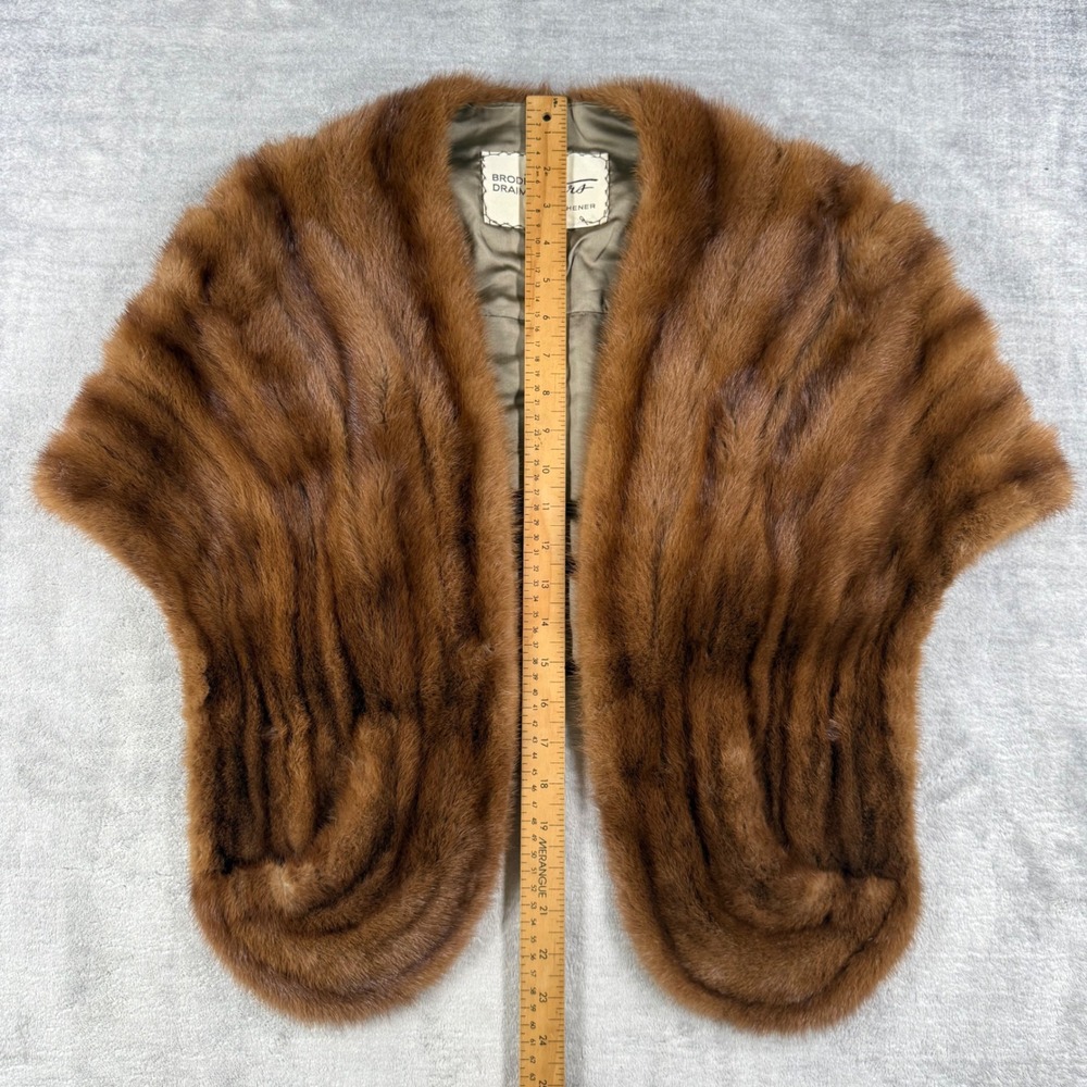 Brodey Draimin Furs Stole Women OS Brown Vintage Real Fur Wrap Glam Mob Wife - Picture 8 of 11
